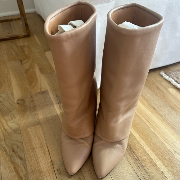 Revolve Toral Berta Booties in Sand Cream Leather Foldover Heeled Boots - Picture 7 of 14